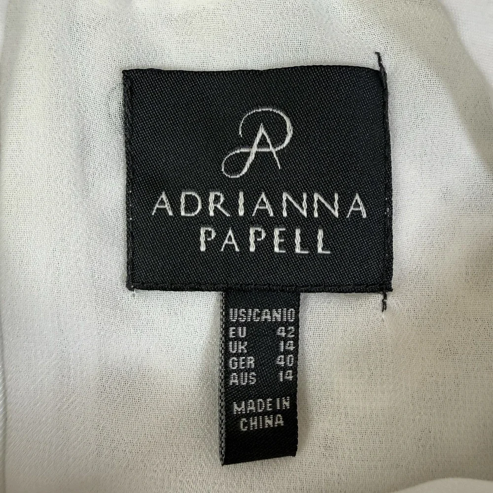 Adrianna Papell Mixed Lace Cotton Shift Dress Size 10 White Sleeveless High Neck